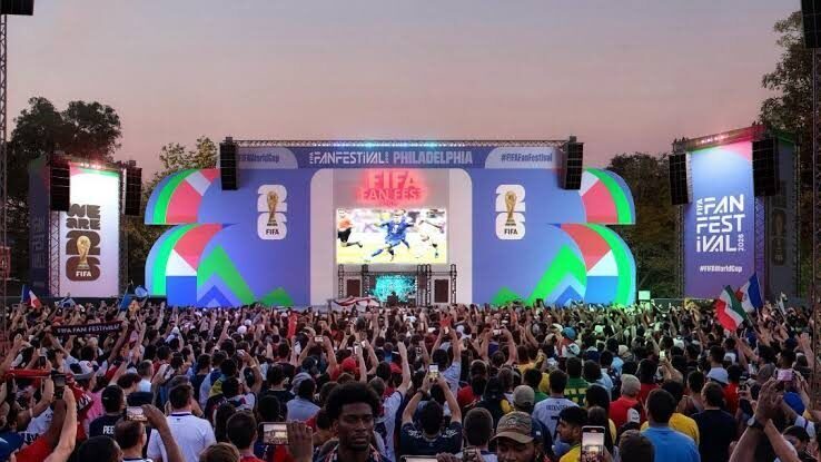 Fans cheer at the FIFA Fan Festival experiential campaign in Philadelphia